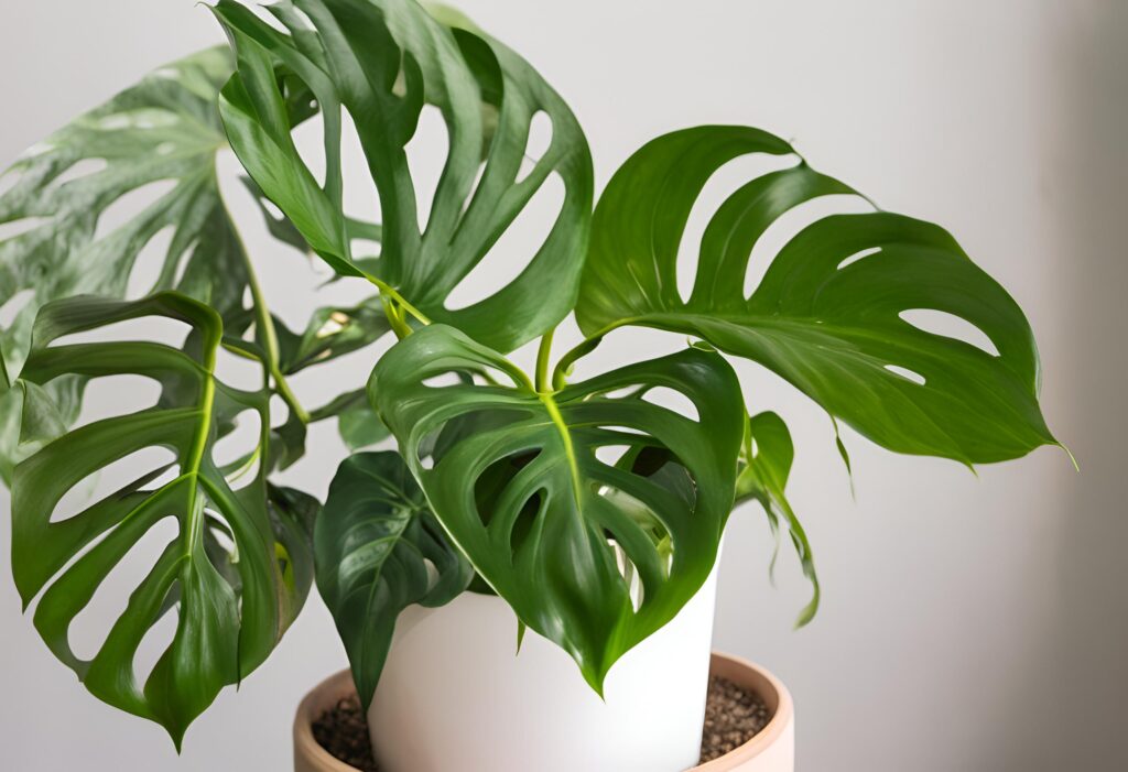 monstera adansonii in white pot